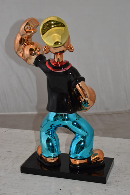 Iconic Black Popeye smaller Resin Statue  Size: 11" x 6" x 17"H