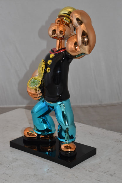 Iconic Black Popeye smaller Resin Statue  Size: 11" x 6" x 17"H
