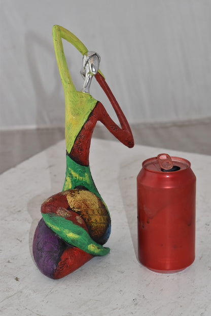 Multicolor Stretching Woman Resin Statue Size: 5" x 4" x 10"H