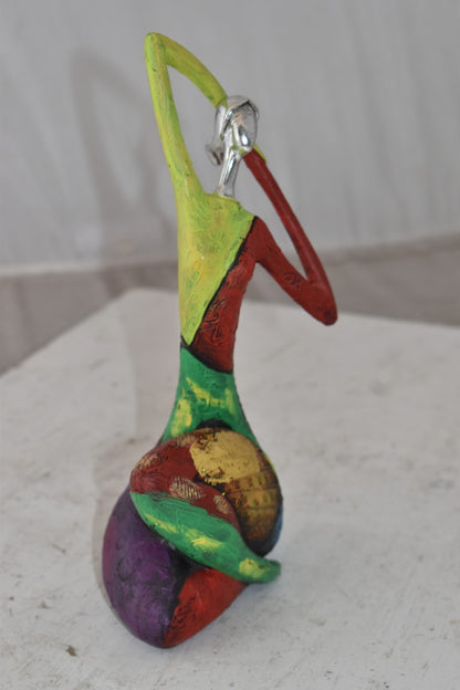 Multicolor Stretching Woman Resin Statue Size: 5" x 4" x 10"H