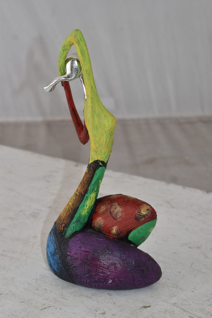 Multicolor Stretching Woman Resin Statue Size: 5" x 4" x 10"H