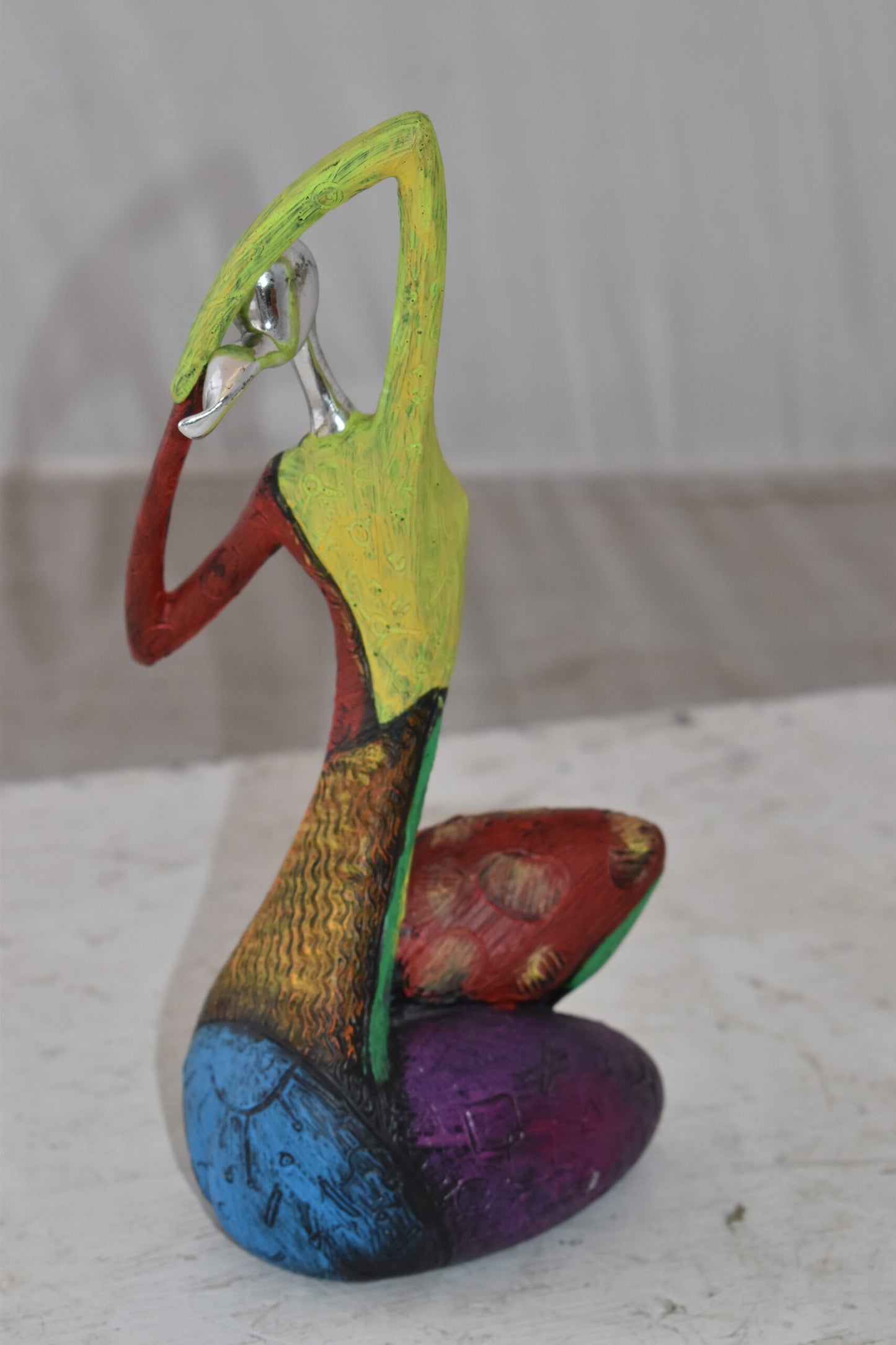 Multicolor Stretching Woman Resin Statue Size: 5" x 4" x 10"H