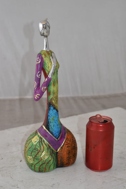 Colorful Woman with Hand On Heart Resin Statue Size: 6" x 3" x 14"H