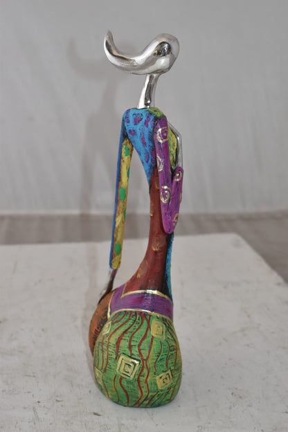 Colorful Woman with Hand On Heart Resin Statue Size: 6" x 3" x 14"H
