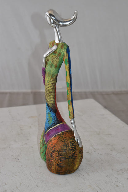 Colorful Woman with Hand On Heart Resin Statue Size: 6" x 3" x 14"H
