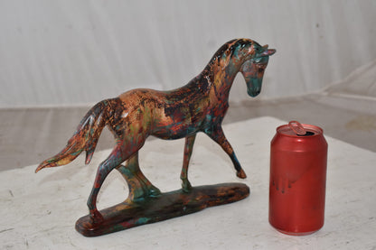 Small Varicolored Roaming Horse Resin Statue Size: 13" x 3" x 8"H