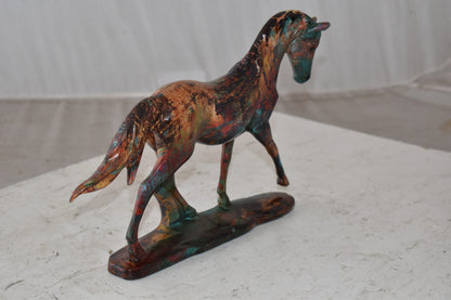 Small Varicolored Roaming Horse Resin Statue Size: 13" x 3" x 8"H