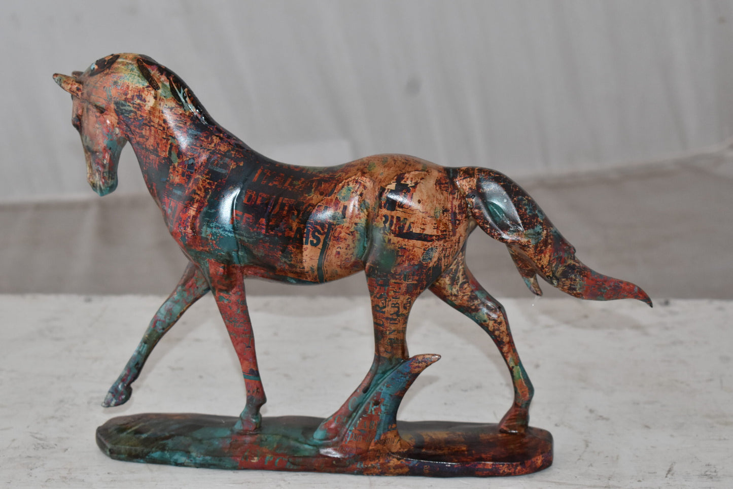 Small Varicolored Roaming Horse Resin Statue Size: 13" x 3" x 8"H
