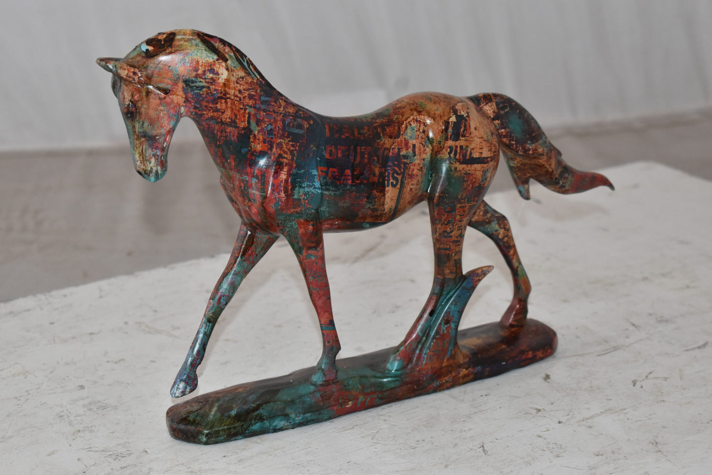 Small Varicolored Roaming Horse Resin Statue Size: 13" x 3" x 8"H