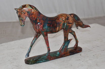 Small Varicolored Roaming Horse Resin Statue Size: 13" x 3" x 8"H
