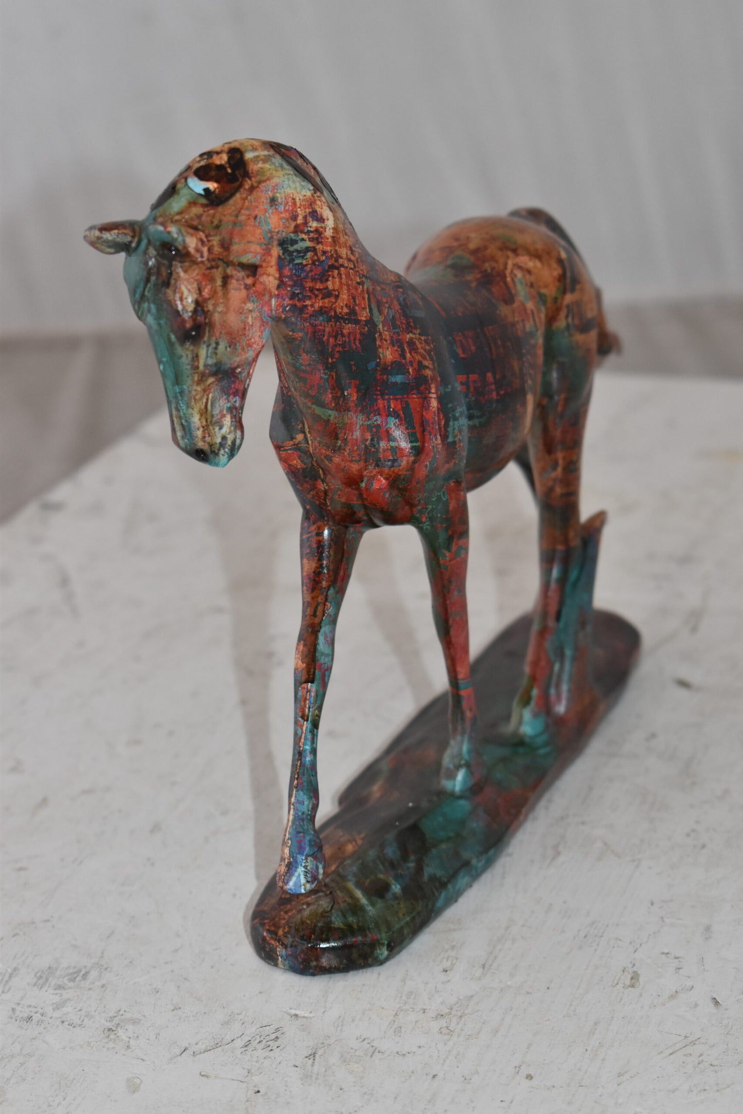 Small Varicolored Roaming Horse Resin Statue Size: 13" x 3" x 8"H