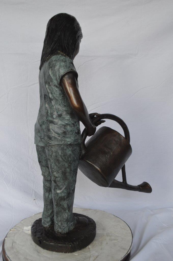 Girl gardening bronze statue - fountain -  Size: 27"L x 14"W x 41"H.