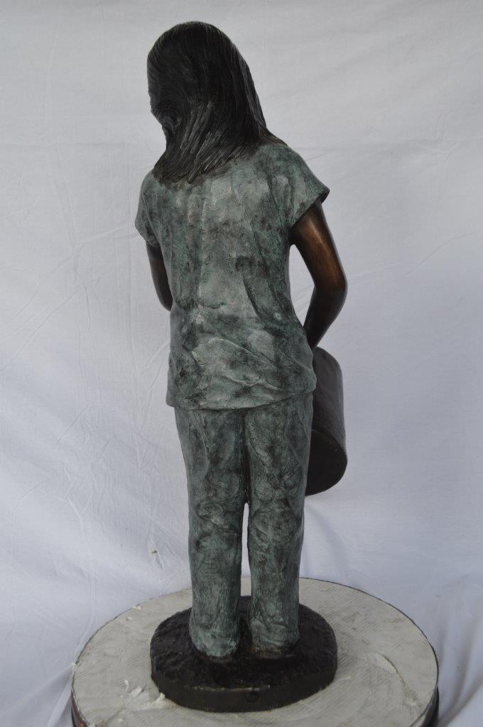 Girl gardening bronze statue - fountain -  Size: 27"L x 14"W x 41"H.