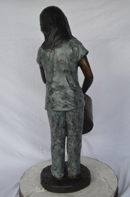 Girl gardening bronze statue - fountain -  Size: 27"L x 14"W x 41"H.