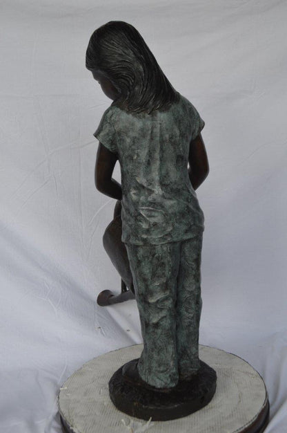 Girl gardening bronze statue - fountain -  Size: 27"L x 14"W x 41"H.