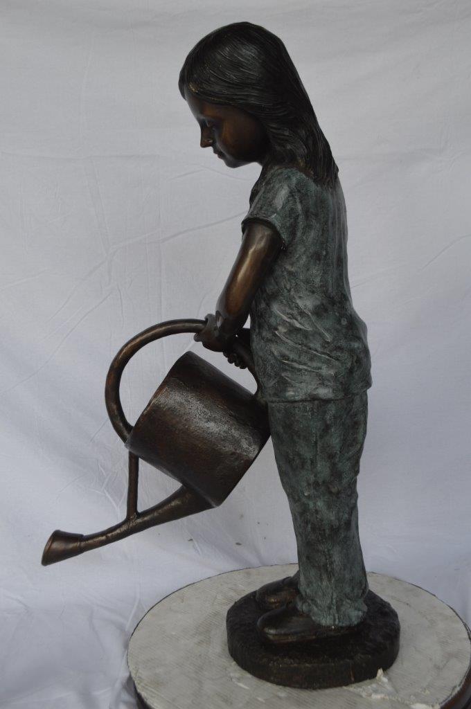 Girl gardening bronze statue - fountain -  Size: 27"L x 14"W x 41"H.