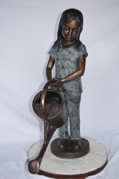 Girl gardening bronze statue - fountain -  Size: 27"L x 14"W x 41"H.