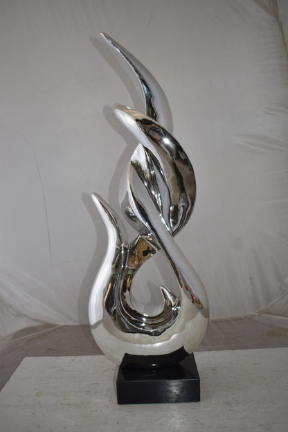 Eclectic Winding Silver Finish Abstract Resin Statue  Size: 13" x 7" x 35"H