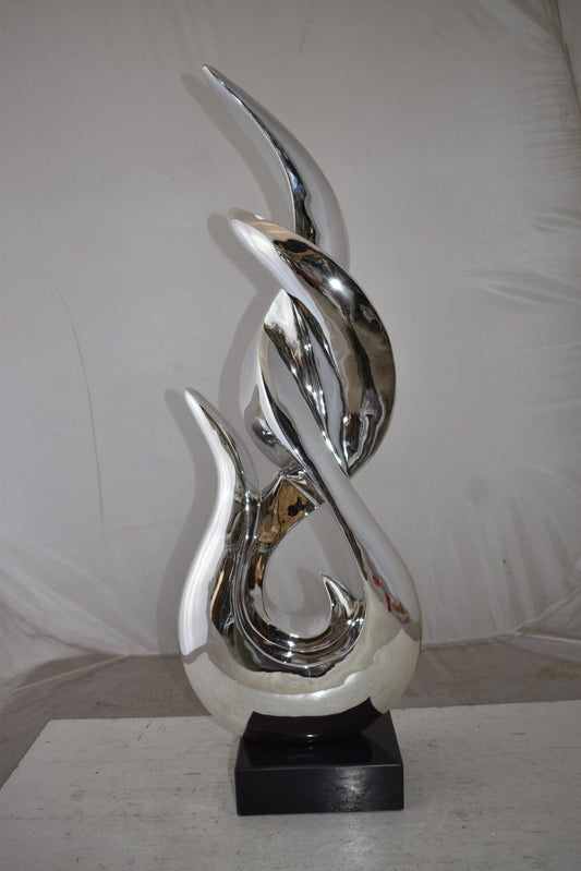 Eclectic Winding Silver Finish Abstract Resin Statue  Size: 13" x 7" x 35"H