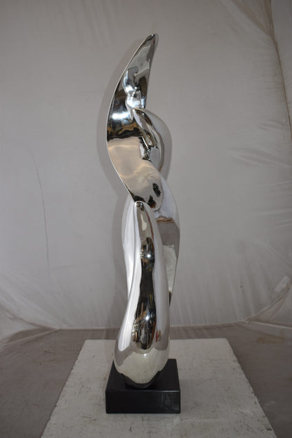 Eclectic Winding Silver Finish Abstract Resin Statue  Size: 13" x 7" x 35"H