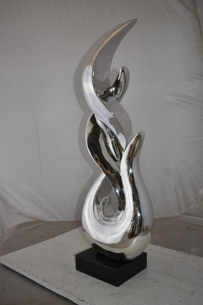 Eclectic Winding Silver Finish Abstract Resin Statue  Size: 13" x 7" x 35"H