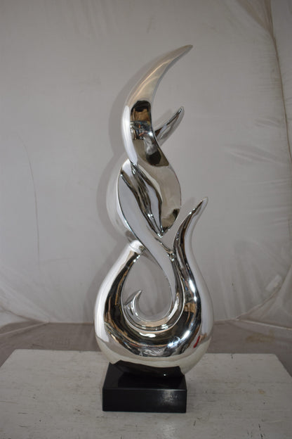 Eclectic Winding Silver Finish Abstract Resin Statue  Size: 13" x 7" x 35"H