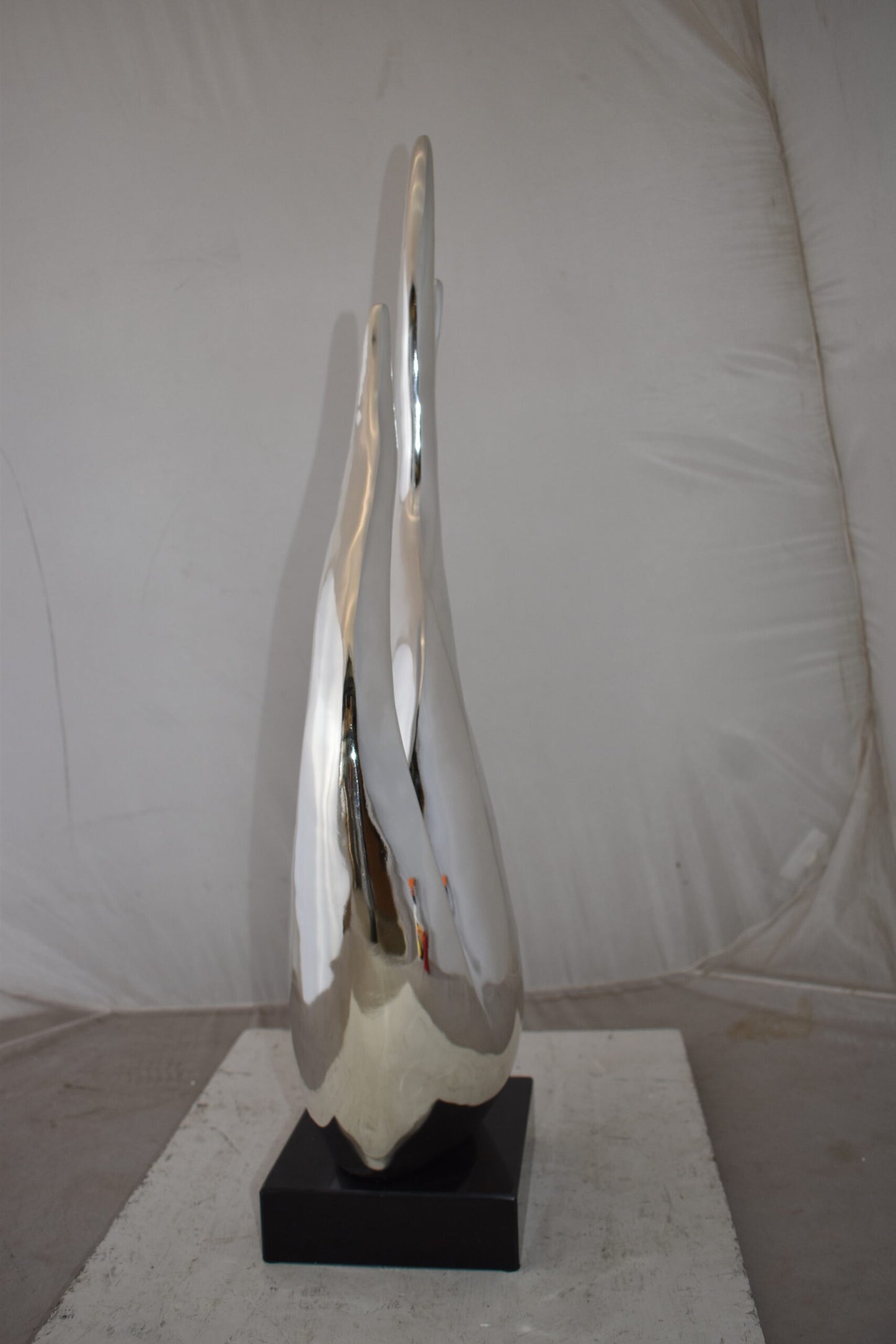 Unique Abstract Silver Finish Resin Statue Size: 19" x 11" x 36"H