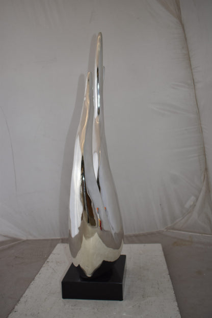 Unique Abstract Silver Finish Resin Statue Size: 19" x 11" x 36"H