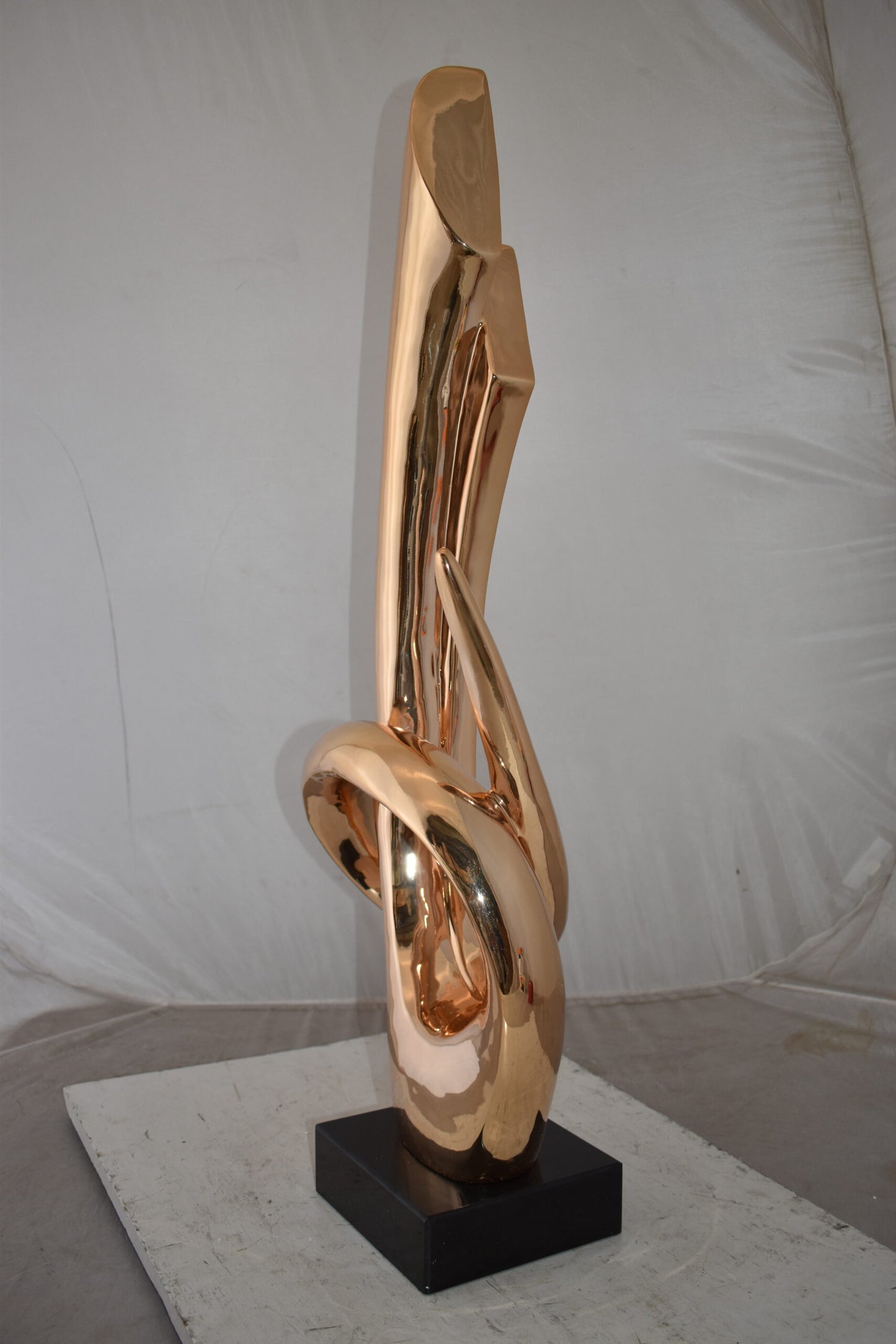 Unique Abstract Rose Gold Resin Statue Size: 11" x 15" x 37"H