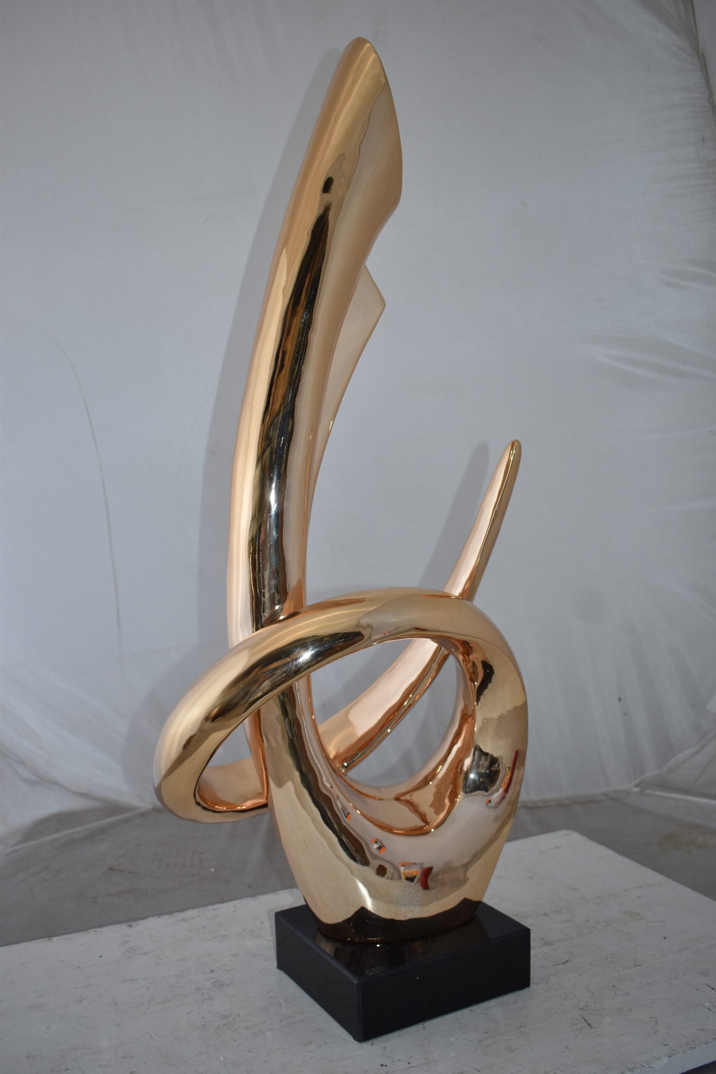 Unique Abstract Rose Gold Resin Statue Size: 11" x 15" x 37"H