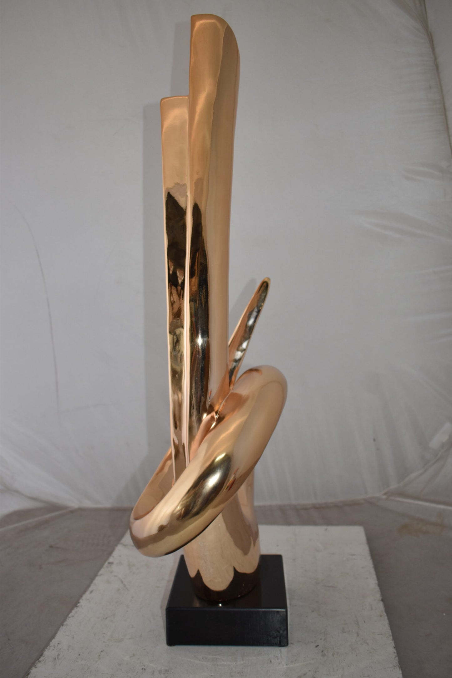 Unique Abstract Rose Gold Resin Statue Size: 11" x 15" x 37"H