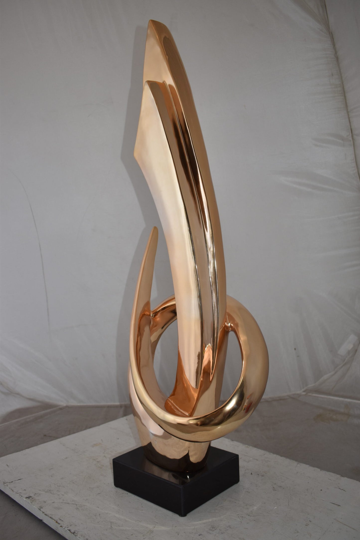 Unique Abstract Rose Gold Resin Statue Size: 11" x 15" x 37"H