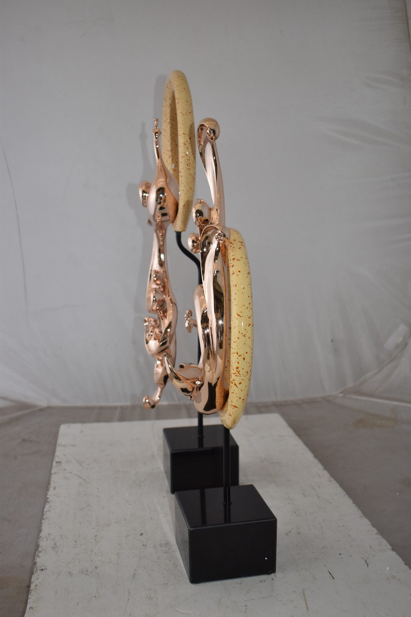 Set of Graceful Rose Gold Finished Peacocks Resin Statue Size: 11" x 6" x 28"H