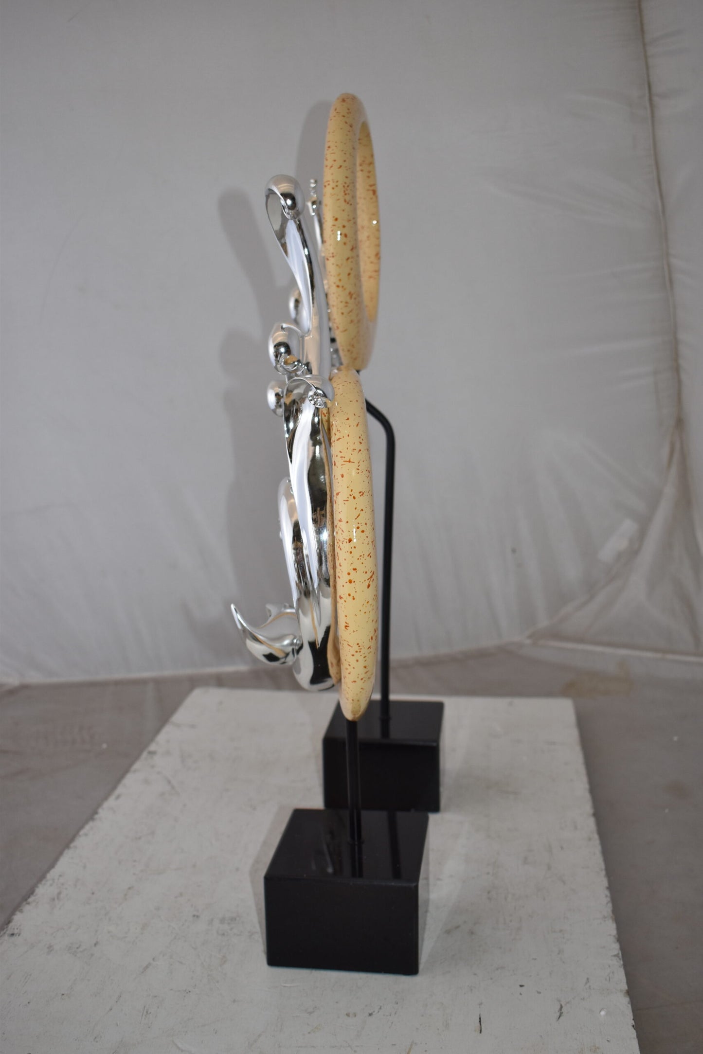 Set of Graceful Silver Finish Peacocks Resin Statue Size: 11" x 6" x 28"H