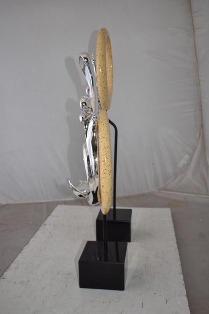 Set of Graceful Silver Finish Peacocks Resin Statue Size: 11" x 6" x 28"H