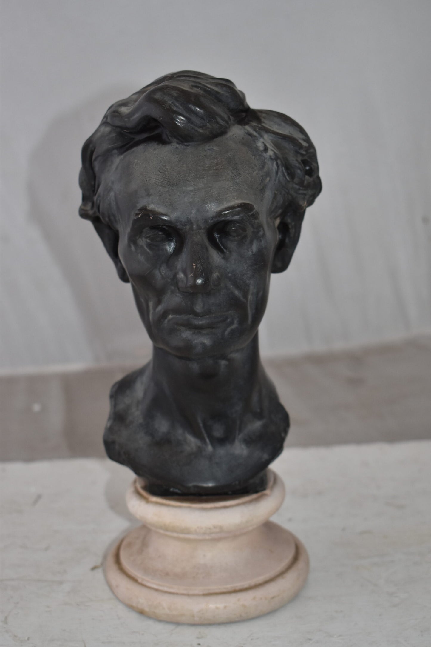 Replica of Abraham Lincoln by Leonardo Volk Plaster Cast Statue  6" x 7" x 13"H