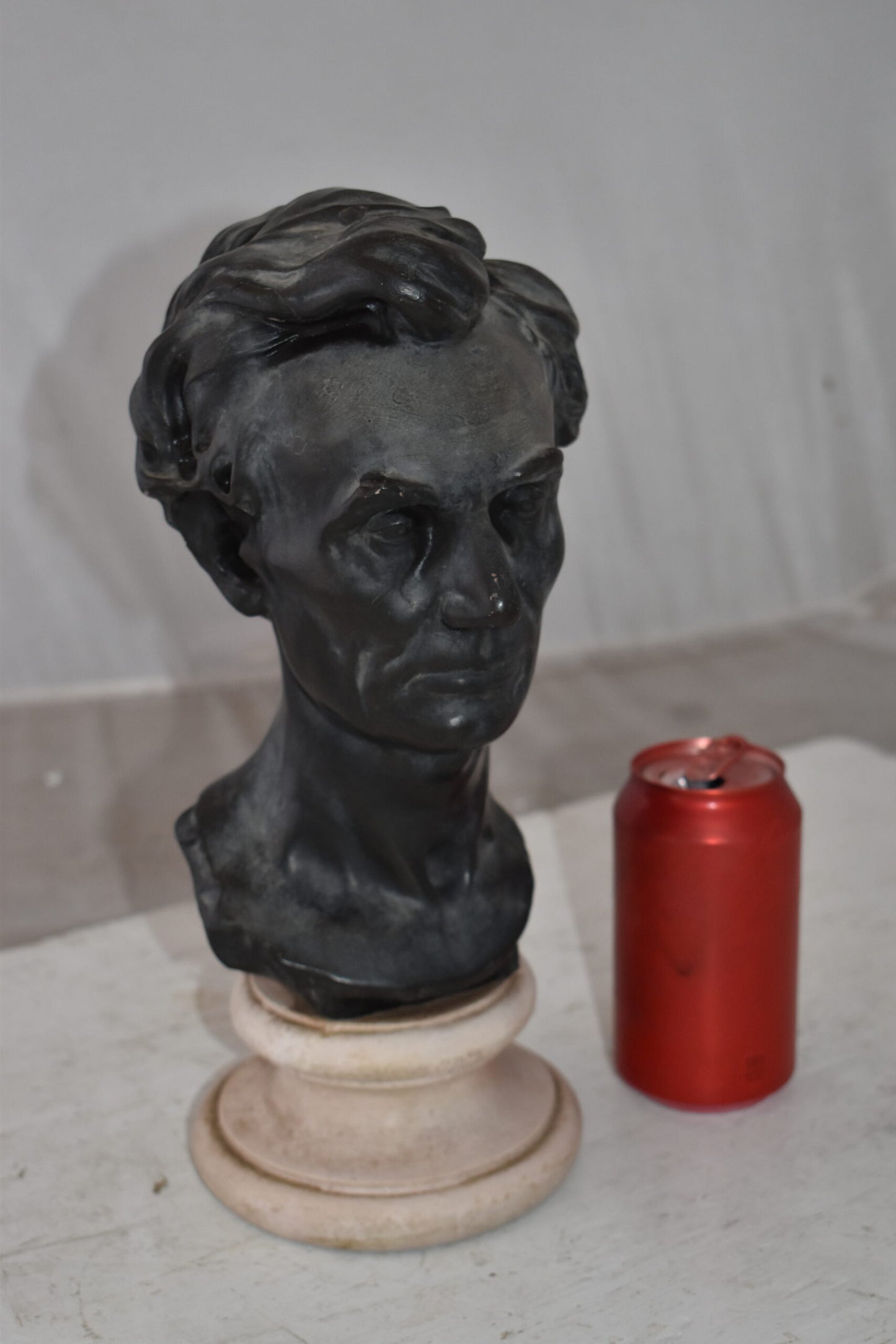 Replica of Abraham Lincoln by Leonardo Volk Plaster Cast Statue  6" x 7" x 13"H