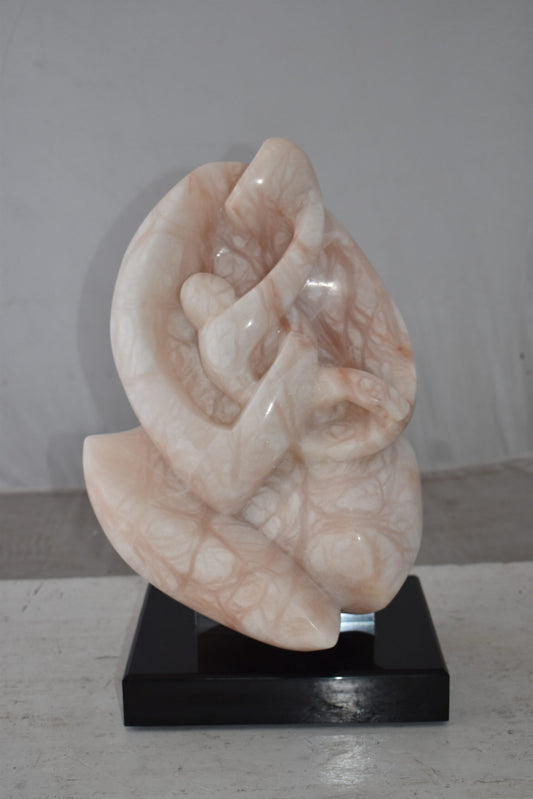 Mother and Child Marble Sculpture mounted on carousel base  12" x 11" x 19"H
