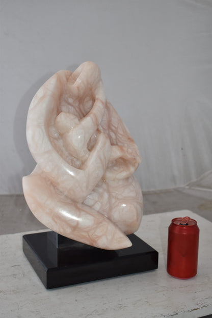 Mother and Child Marble Sculpture mounted on carousel base  12" x 11" x 19"H