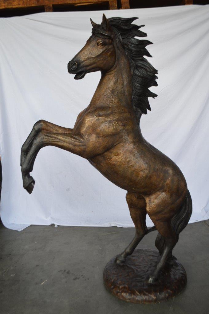 Beautiful stallion horse bronze statue -  Size: 47"L x 28"W x 74"H.