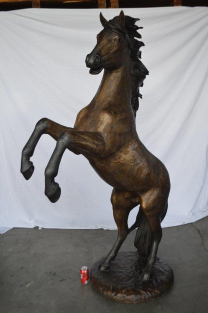 Beautiful stallion horse bronze statue -  Size: 47"L x 28"W x 74"H.