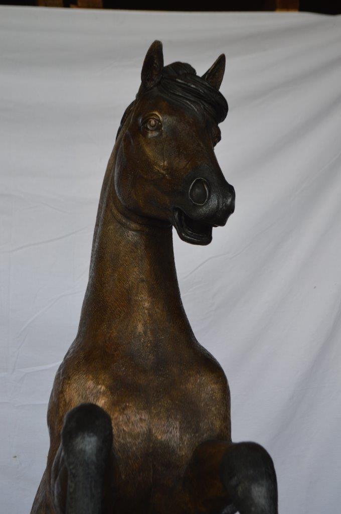 Beautiful stallion horse bronze statue -  Size: 47"L x 28"W x 74"H.