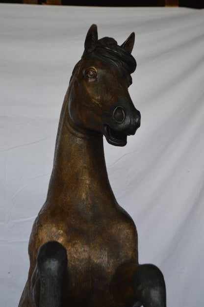 Beautiful stallion horse bronze statue -  Size: 47"L x 28"W x 74"H.
