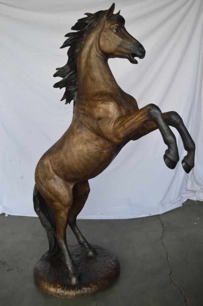 Beautiful stallion horse bronze statue -  Size: 47"L x 28"W x 74"H.