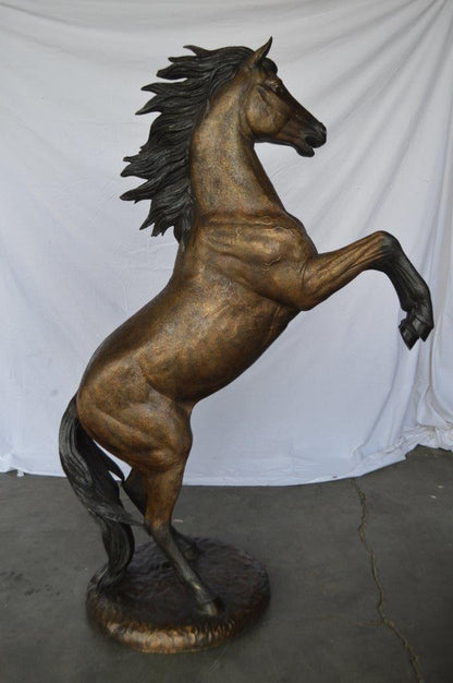 Beautiful stallion horse bronze statue -  Size: 47"L x 28"W x 74"H.