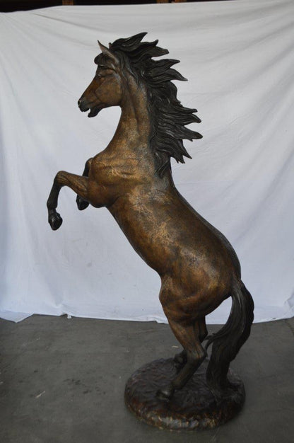 Beautiful stallion horse bronze statue -  Size: 47"L x 28"W x 74"H.