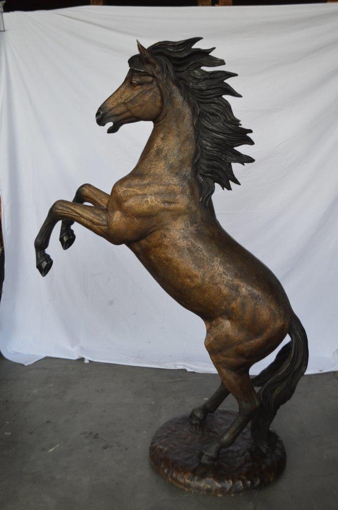 Beautiful stallion horse bronze statue -  Size: 47"L x 28"W x 74"H.