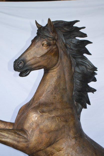 Beautiful stallion horse bronze statue -  Size: 47"L x 28"W x 74"H.