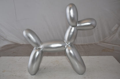 Silver Finish Balloon Dog Statue Made of Resin Size: 16" x 6" x 15"H