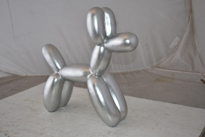 Silver Finish Balloon Dog Statue Made of Resin Size: 16" x 6" x 15"H